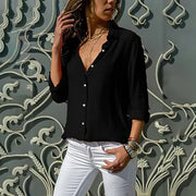 Summer Casual Long Sleeve V Neck Loose Shirt