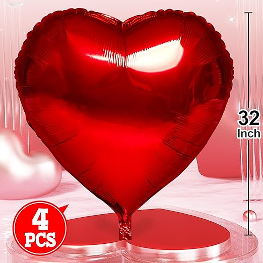 Red heart Foil Balloon realistic looking pillow