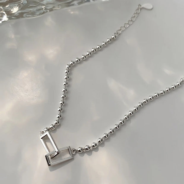 Silver Geometric Square Round Bead Bracelet For Women