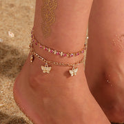 Bohemian Key Charm Anklet Set For Women