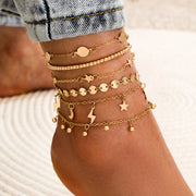 Bohemian Key Charm Anklet Set For Women