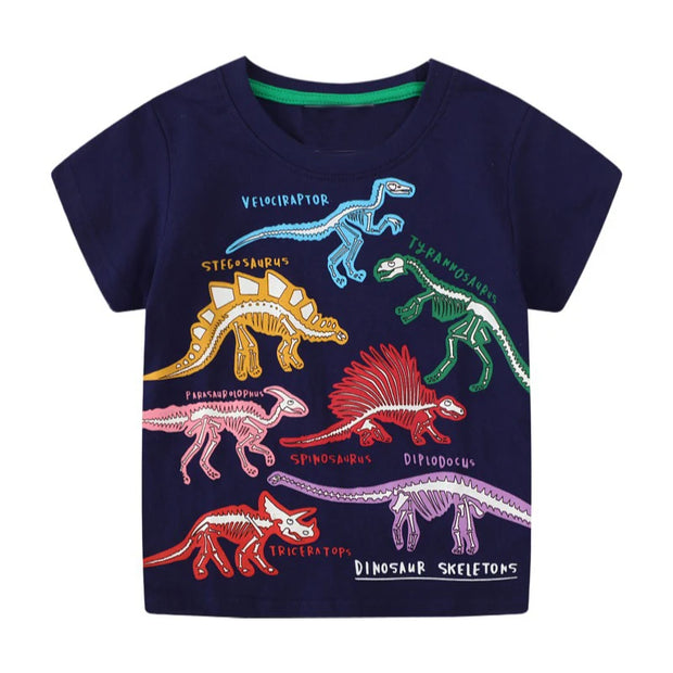 Little maven Boys Luminous Dinosaurs Print Casual Outfit T-Shirt