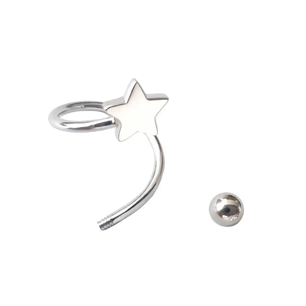 2 Pieces Stainless Steel Piercing Screw Ball Star Ear