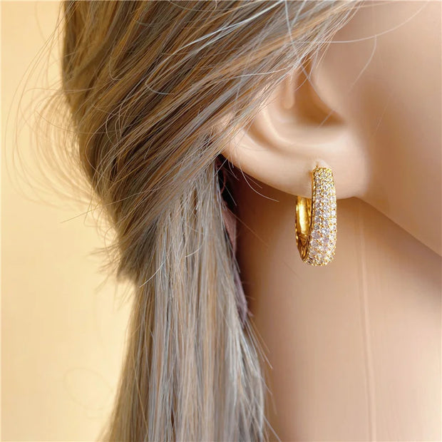 Huitan Hollow Gold Color Hoop Earrings for Women