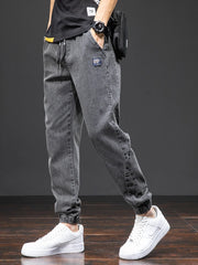 Spring Summer Black Blue Cargo Jeans Men