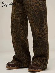 Syiwidii Leopard Print Y2k Jeans Women