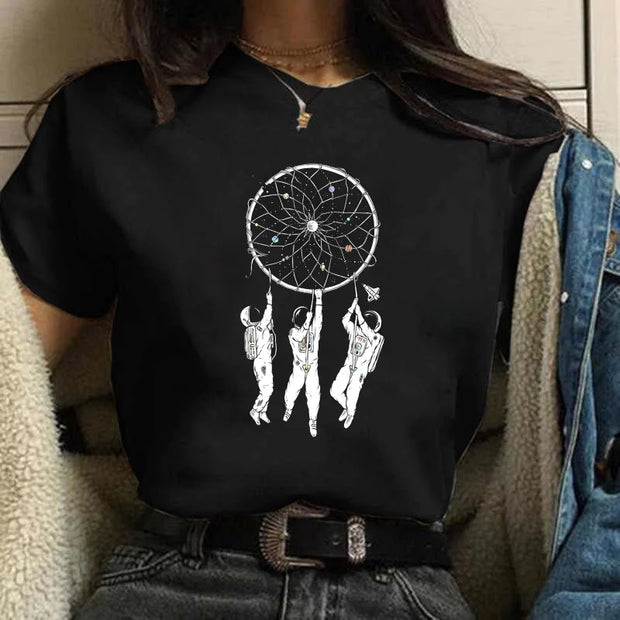 Harajuku Funny 90s Girl Moon Women T Shirt