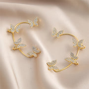 Silver Plated Metal Leaf Butterfly Clip Earrings for Women