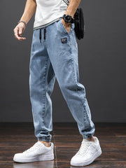 Spring Summer Black Blue Cargo Jeans Men