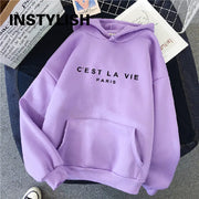 Women Casual Print Loose Hoodies Sweatshirt