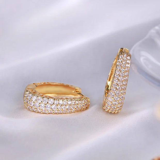 Huitan Hollow Gold Color Hoop Earrings for Women