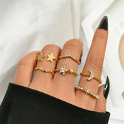 FNIO Fashion Crystal Leaves Rings for Women