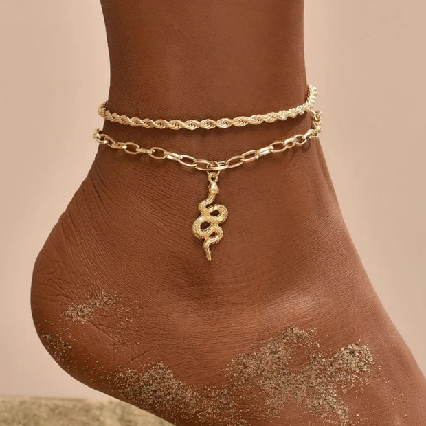 Bohemia Gold Color Snake Ankle Bracelet