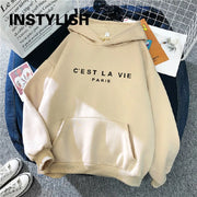 Women Casual Print Loose Hoodies Sweatshirt