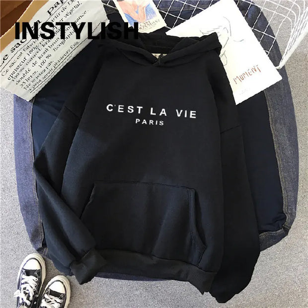 Women Casual Print Loose Hoodies Sweatshirt