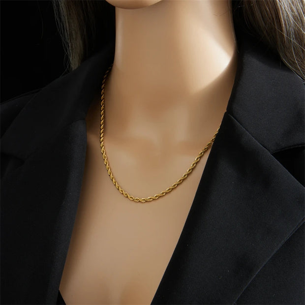 DIEYURO 316L Stainless Steel Gold Color Chain