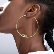 Personalized Name C Hoop Earrings in Gold / Rose