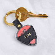 Personalised Plectrum Holder Leather Keyring