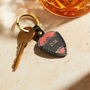 Personalised Plectrum Holder Leather Keyring