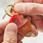 Personalised Plectrum Holder Leather Keyring