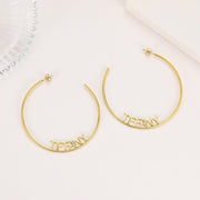 Personalized Name C Hoop Earrings in Gold / Rose