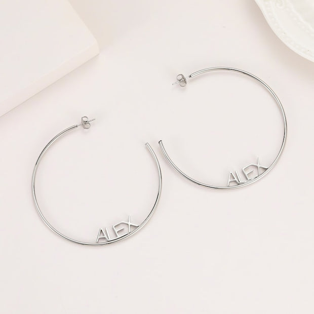 Personalized Name C Hoop Earrings in Gold / Rose